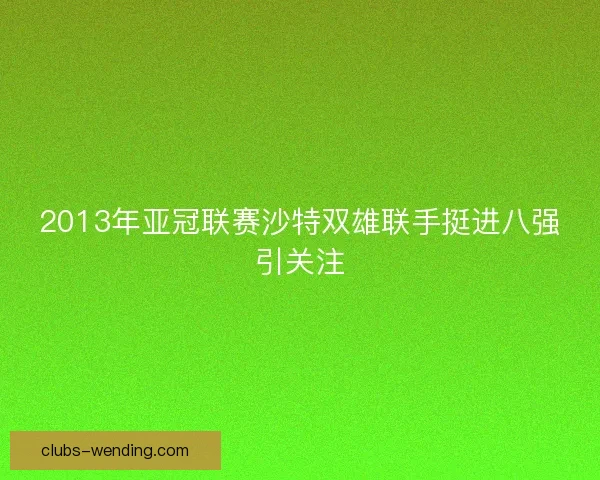 2013年亚冠联赛沙特双雄联手挺进八强引关注