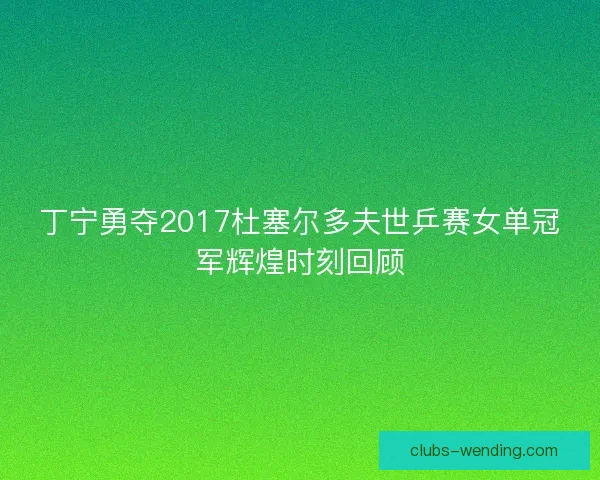 丁宁勇夺2017杜塞尔多夫世乒赛女单冠军辉煌时刻回顾