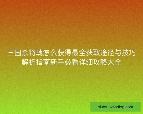 三国杀将魂怎么获得最全获取途径与技巧解析指南新手必看详细攻略大全
