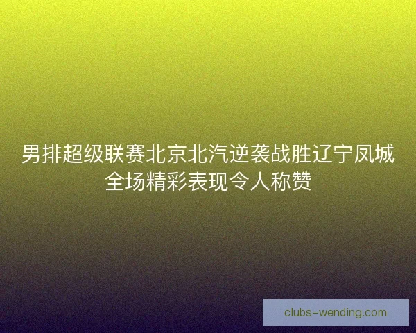 男排超级联赛北京北汽逆袭战胜辽宁凤城全场精彩表现令人称赞