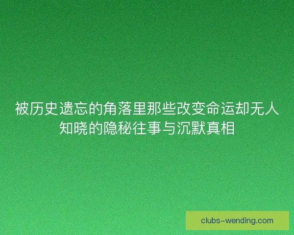 被历史遗忘的角落里那些改变命运却无人知晓的隐秘往事与沉默真相 被历史遗忘的角落里那些改变命运却无人知晓的隐秘往事与沉默真相